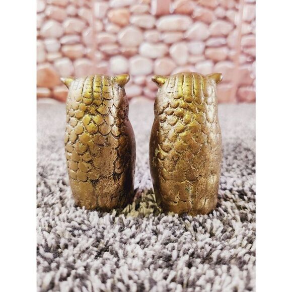 Set of 2 Brass Owls marked Hong Kong - Picture 3 of 5